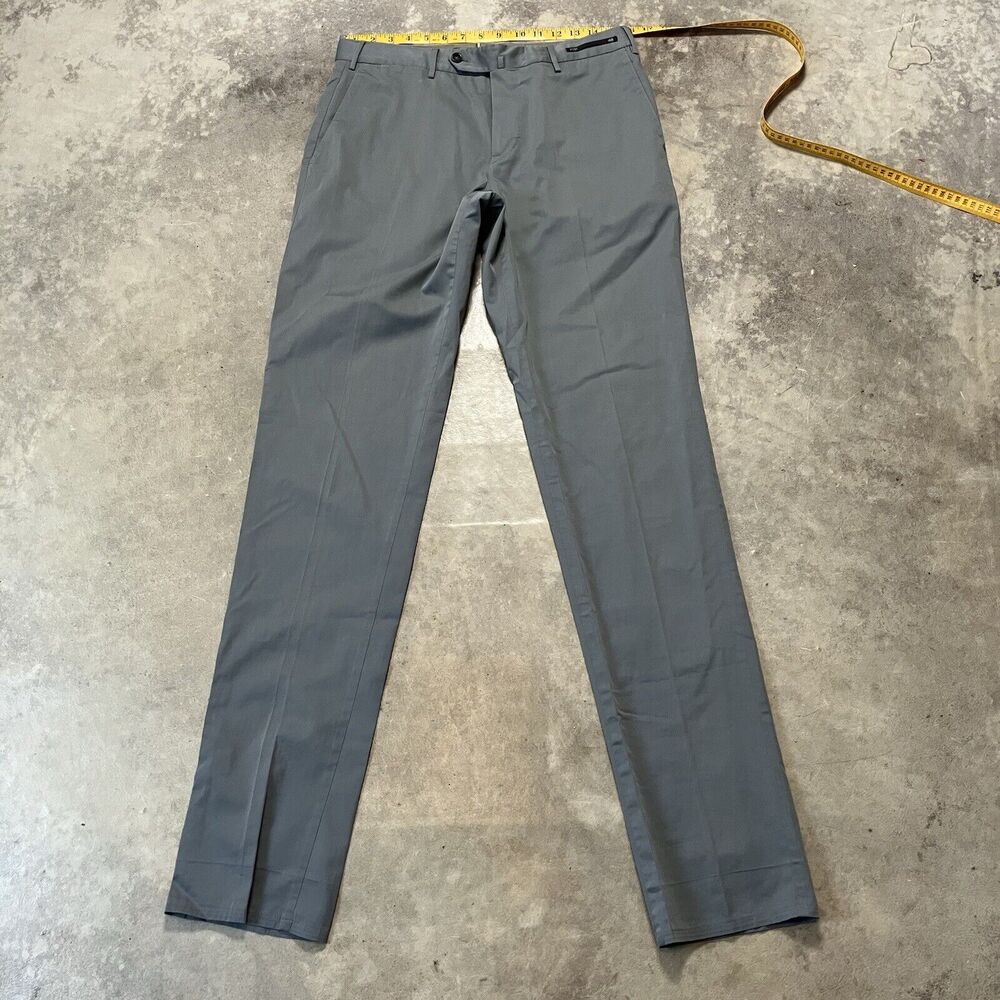 PT01 Torino Pants Mens Size 48 32x36 Gray Chino Slim Fit Straight Silk‎ Blend
